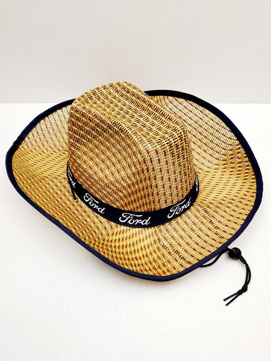 FORD MOTOR COMPANY Mens Western Cowboy Rodeo Straw Wicker Tan Hat Official Merch